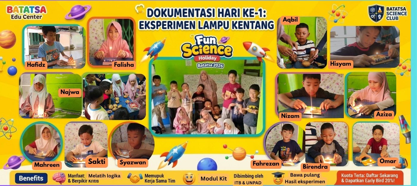 Dokumentasi Hari 1 — anak-anak bereksperimen lampu kentang